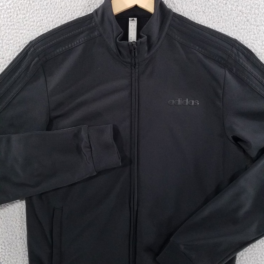 Adidas Jacket Mens Small Black 3 Stripe Essentials Tricot Primegreen Track Top